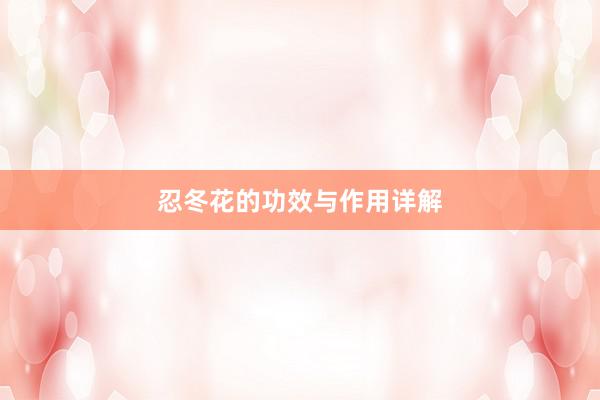 忍冬花的功效与作用详解